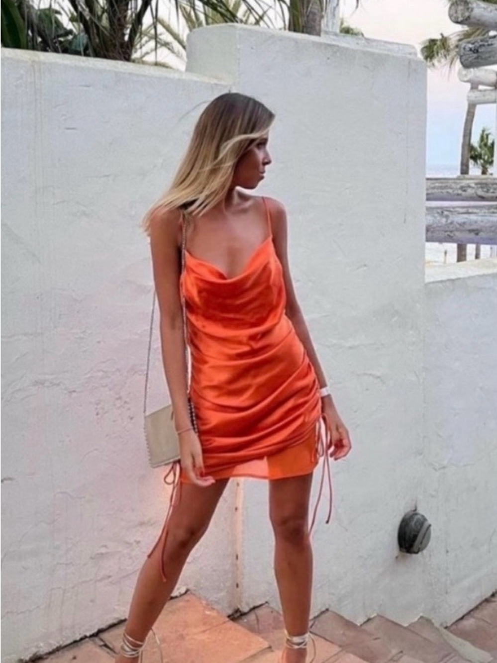 NWT Zara Satin Cowl Neck Slip Dress